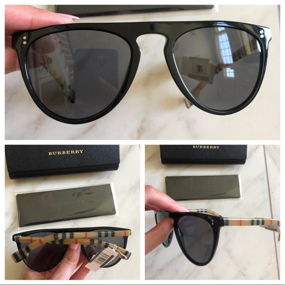 🔥NEW POLARIZED BURBERRY FLAT TOP SUNGLASSES - Picture 2 of 14